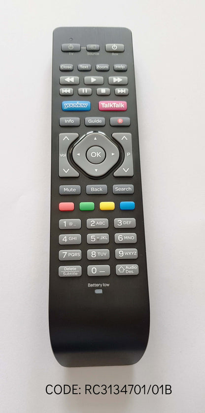 TalkTalk Remote Control Version 3 for DN360T, DN370T or DN372T YouView Boxes Front View