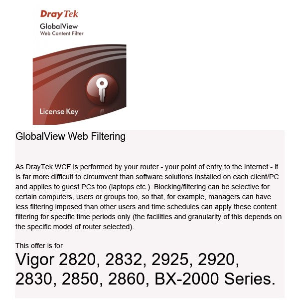 Draytek Web Content Filtering Image with description