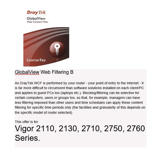 Draytek Web Content Filtering Image with description